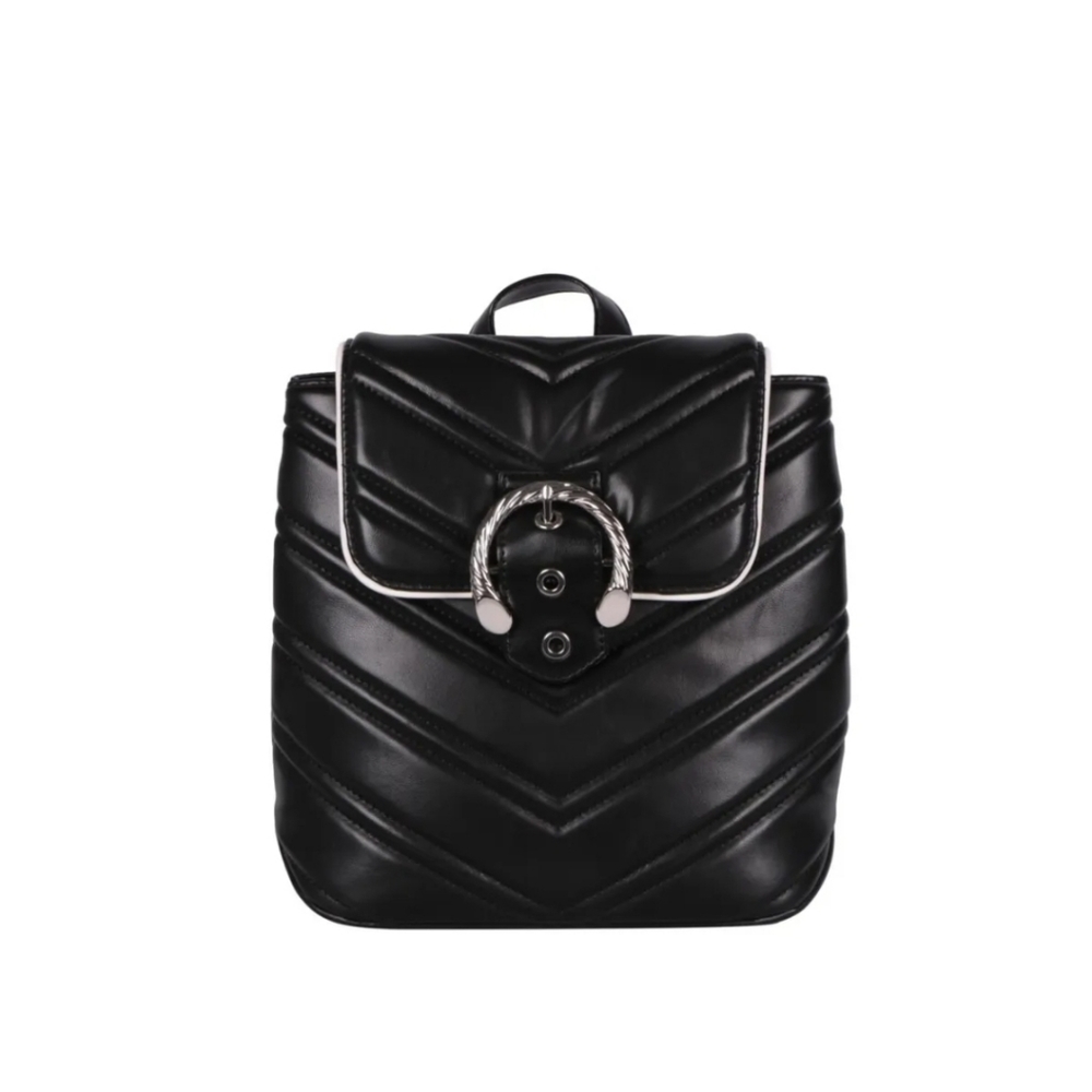 CIRCUS BY SAM EDELMAN Women's Black Carmen Faux Leather Contrast Trim Backpack